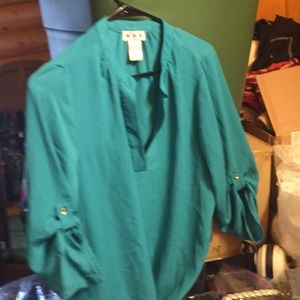 Teal mid length sleeved blouse